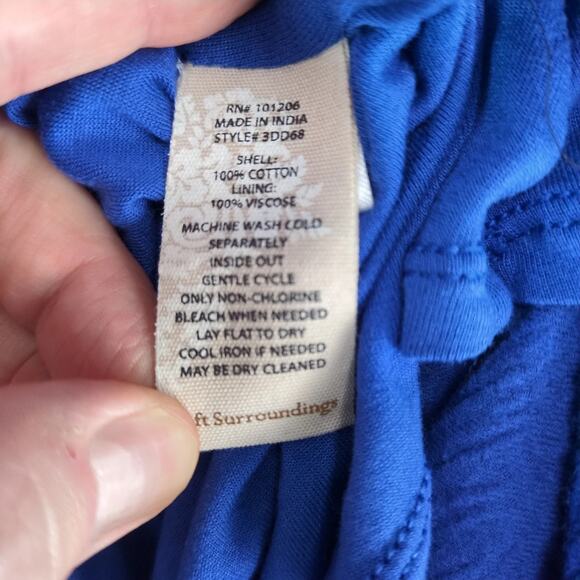 Soft Surroundings Cotton Gauze A-Line Dress Sz PXS Periwinkle Blue V-Neck Casual - Picture 6 of 10